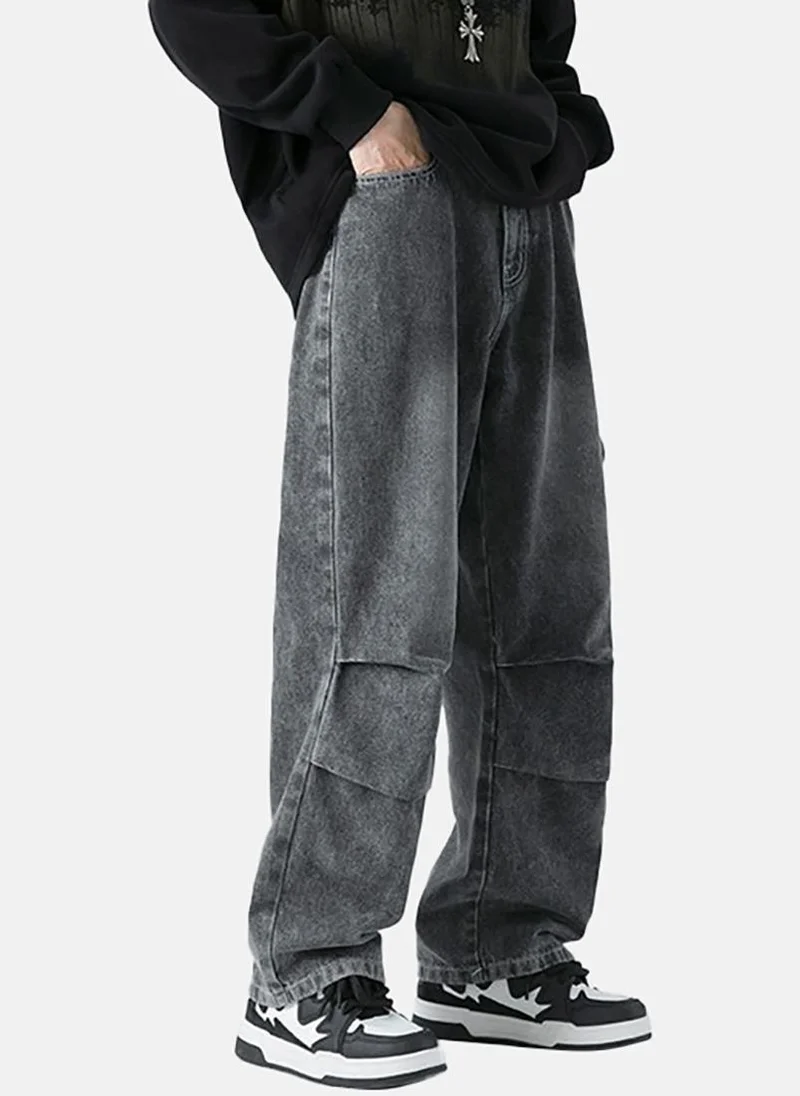 يونيكي Grey Solid Low Rise Relaxed Fit Jeans