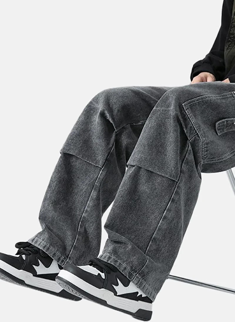 YUNIQEE Grey Solid Low Rise Relaxed Fit Jeans