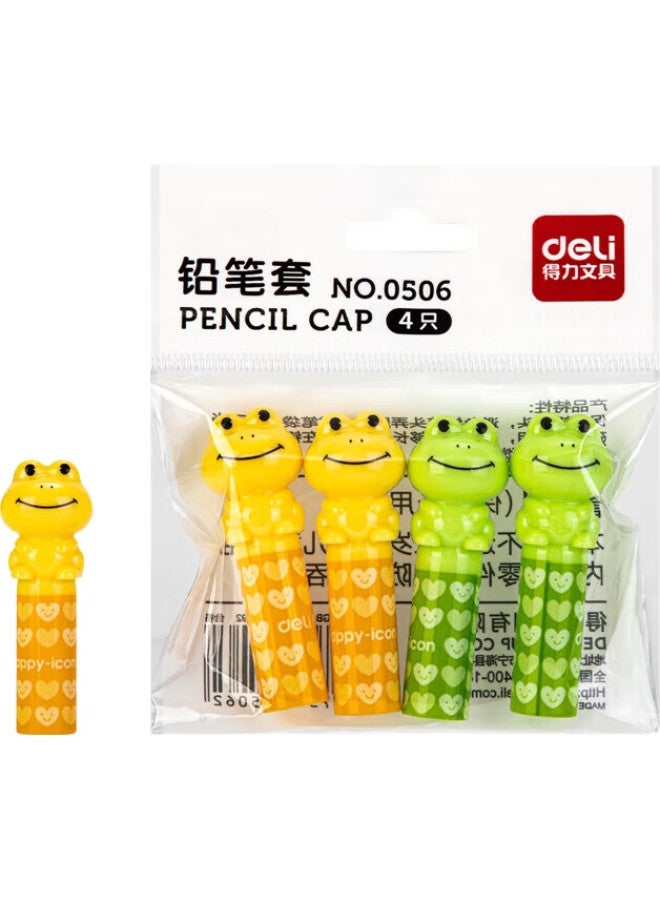 Deli 4-Pack Cartoon-Shaped Pencil Extenders/Pencil Grips, Shockproof Pencil Covers, 0 Random Colors - Image 2