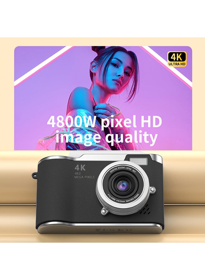 Compact 48MP CCD Digital Camera with 8X Zoom and 180° Flip Screen, Ideal for Students - Selfie Camera - Image 4