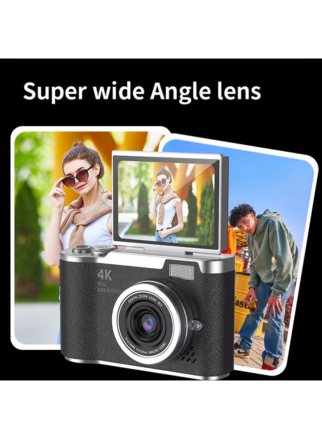 Compact 48MP CCD Digital Camera with 8X Zoom and 180° Flip Screen, Ideal for Students - Selfie Camera - Image 2