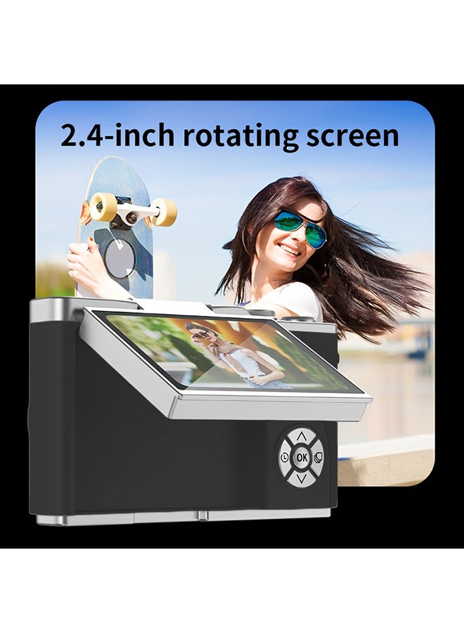 Compact 48MP CCD Digital Camera with 8X Zoom and 180° Flip Screen, Ideal for Students - Selfie Camera - Image 5