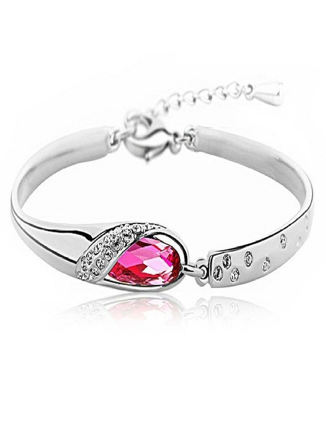 Shining Diva Stylish Platinum Plated Austrian Crystal Bangle Bracelets for Girls & Women(Pink)(r5940b)