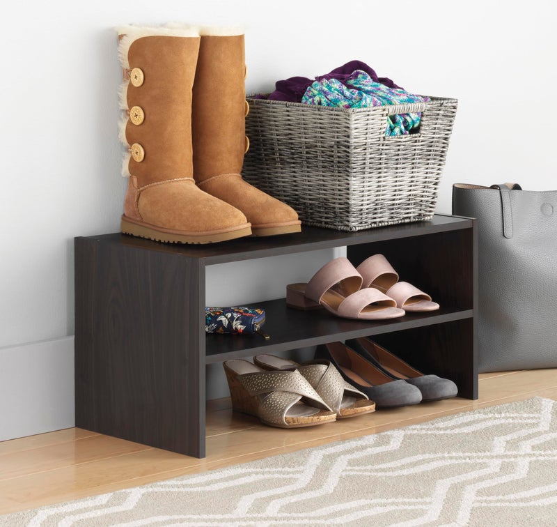 Whitmor Wood Stackable 2-Shelf Shoe Rack, 24 INCH, Espresso - Image 1