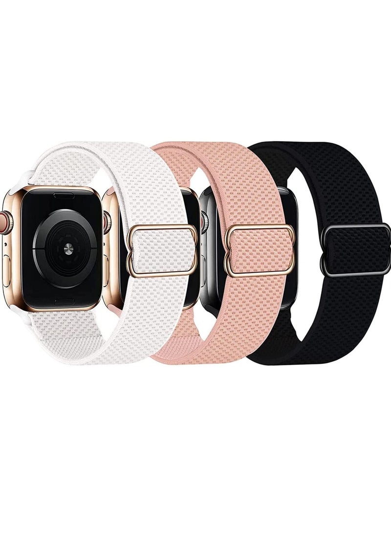 Excefore Stretchy Solo Loop Strap Compatible with Apple Watch Bands 42mm 44mm 45mm, 3 Pack Adjustable Braided Sport Elastic Wristbands Women Men Straps for iWatch Series 7/6/5/4/3/2/1/SE - Image 1