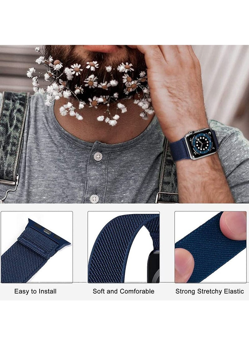 Excefore Stretchy Solo Loop Strap Compatible with Apple Watch Bands 42mm 44mm 45mm, 3 Pack Adjustable Braided Sport Elastic Wristbands Women Men Straps for iWatch Series 7/6/5/4/3/2/1/SE - Image 5