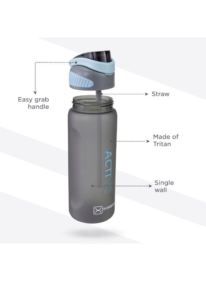 HYDROBREW Sip Switch Tritan Water Bottle 1000ml Leakproof, BPA Free, Straw & Spout Lid- Graphite - Image 5