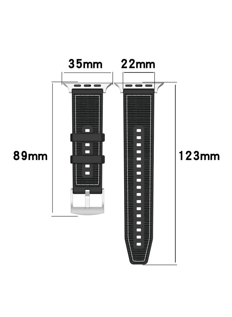 Compatible with Apple Watch Series 10 Replacement Wrist Band 22mm Replacement Nylon Braided Silicone Composite Watch Strap (Black) - Image 3