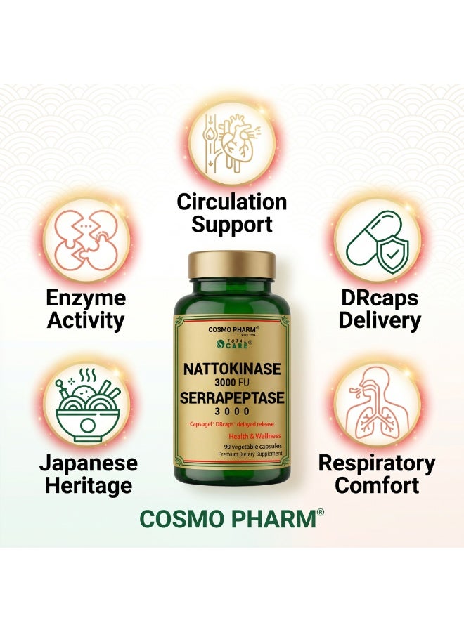Cosmo Pharm Nattokinase Serrapeptase | Supports Heart Health & Healthy Circulation | 90 Vegetable Capsules - Image 3