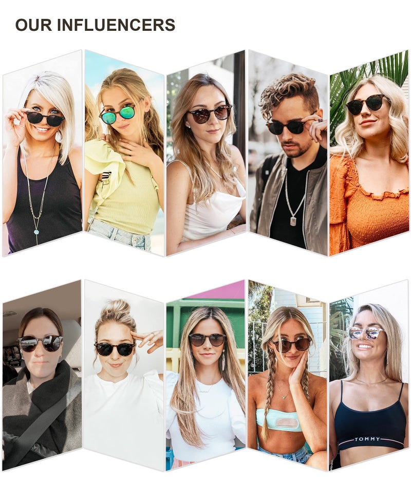 SOJOS Small Round Classic Polarized Sunglasses for Women Men Vintage Style UV400 Lens SJ2113, Stripe/Grey - Image 4
