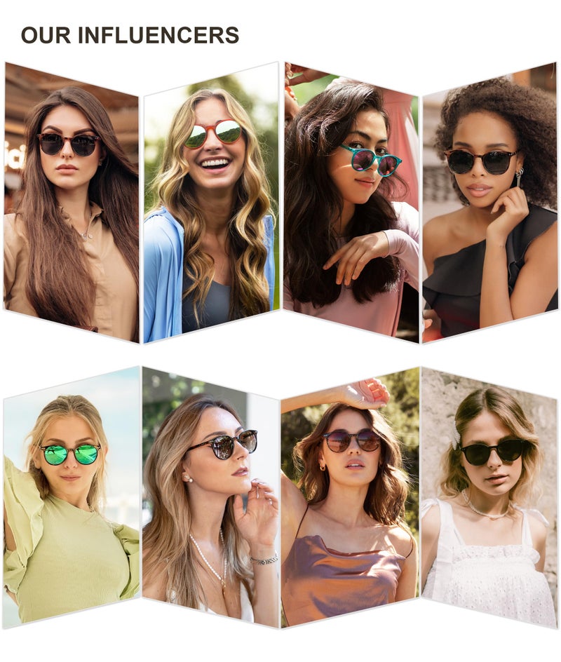 SOJOS Small Round Classic Polarized Sunglasses for Women Men Vintage Style UV400 Lens SJ2113, Stripe/Grey - Image 3