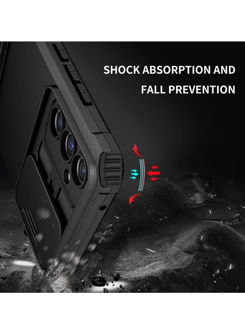 Generic - Samsung Galaxy S24 FE 5G Case Cover, Innovative Telescopic Bracket, Sliding Protection Camera Window, Slim Thin PC&TPU Shockproof Mobile Phone Case For Samsung Galaxy S24 FE 5G, Black - Image 1