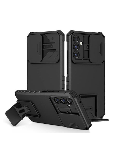 Samsung Galaxy S24 FE 5G Case Cover, Innovative Telescopic Bracket, Sliding Protection Camera Window, Slim Thin PC&TPU Shockproof Mobile Phone Case For Samsung Galaxy S24 FE 5G, Black