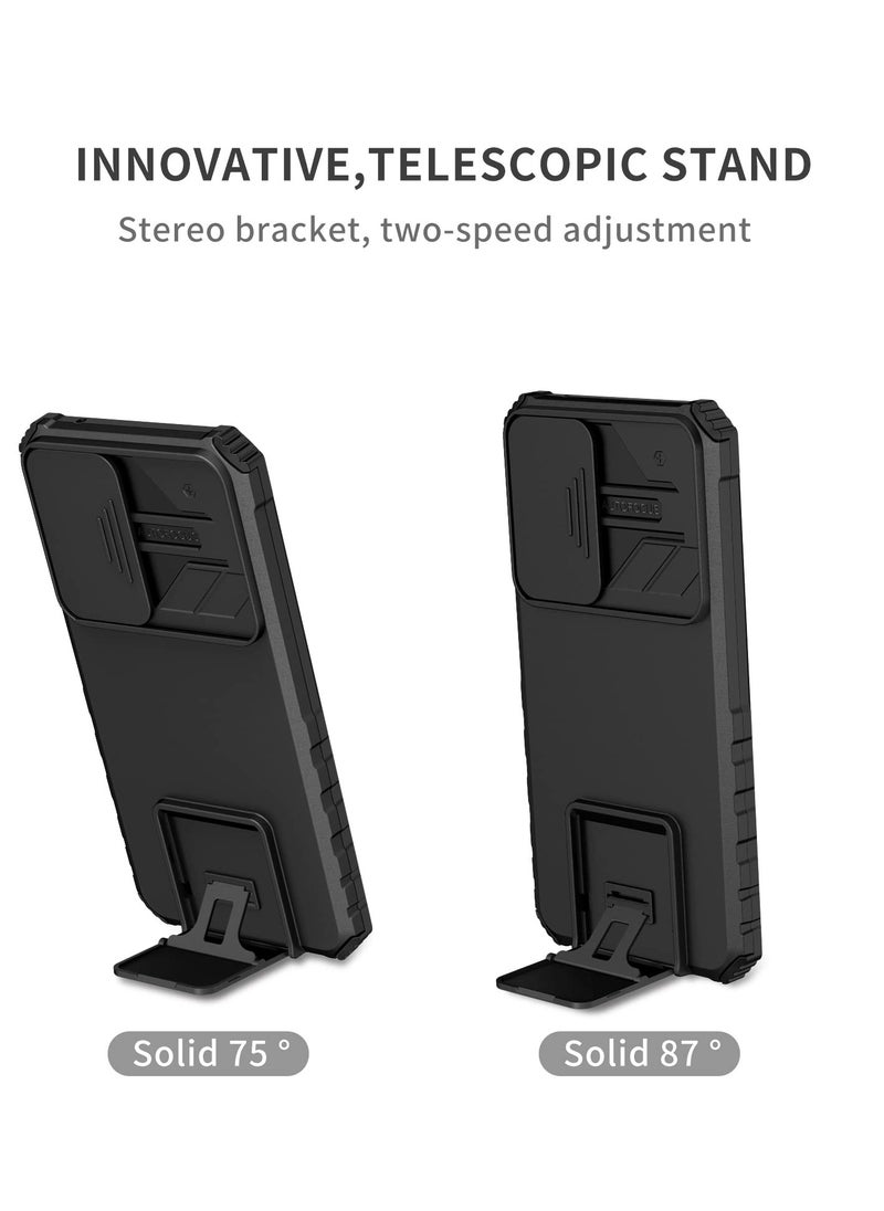 Generic - Samsung Galaxy S24 FE 5G Case Cover, Innovative Telescopic Bracket, Sliding Protection Camera Window, Slim Thin PC&TPU Shockproof Mobile Phone Case For Samsung Galaxy S24 FE 5G, Black - Image 1