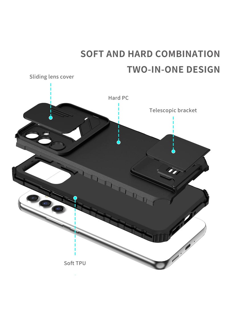 Generic - Samsung Galaxy S24 FE 5G Case Cover, Innovative Telescopic Bracket, Sliding Protection Camera Window, Slim Thin PC&TPU Shockproof Mobile Phone Case For Samsung Galaxy S24 FE 5G, Black - Image 1