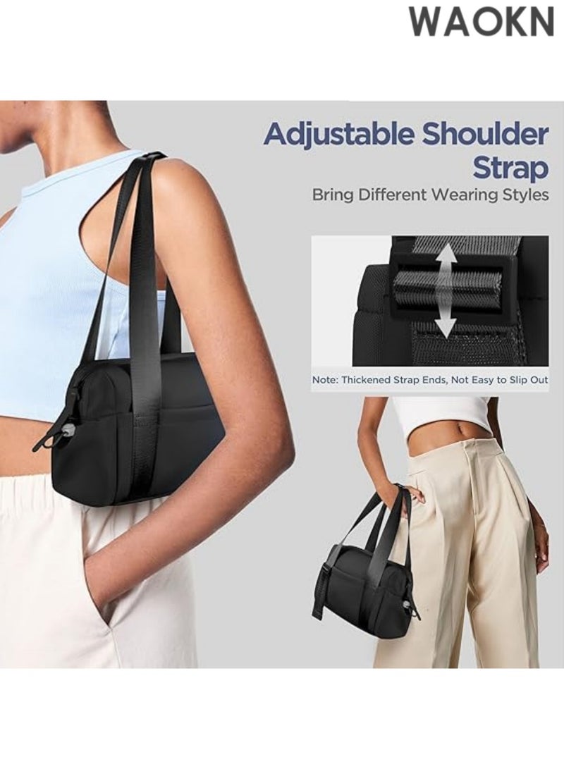 WAOKN Mini Gym Bag for Women & Girls - Small Cute Gym Tote Bag with Waterproof Wet Compartment for Towels & Swimwear - Lightweight Travel Duffle Bag for Workout, Yoga, Sports & Fitness -  Black Sporty Carryall Bag - Image 2