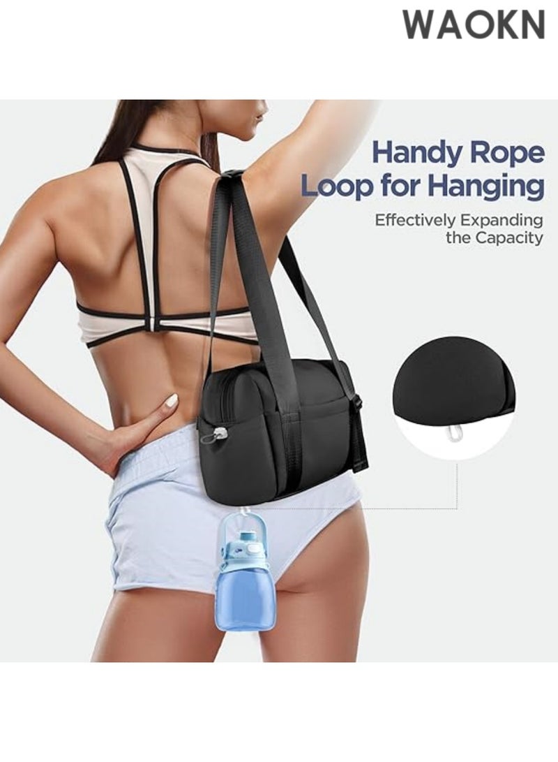 WAOKN Mini Gym Bag for Women & Girls - Small Cute Gym Tote Bag with Waterproof Wet Compartment for Towels & Swimwear - Lightweight Travel Duffle Bag for Workout, Yoga, Sports & Fitness -  Black Sporty Carryall Bag - Image 5