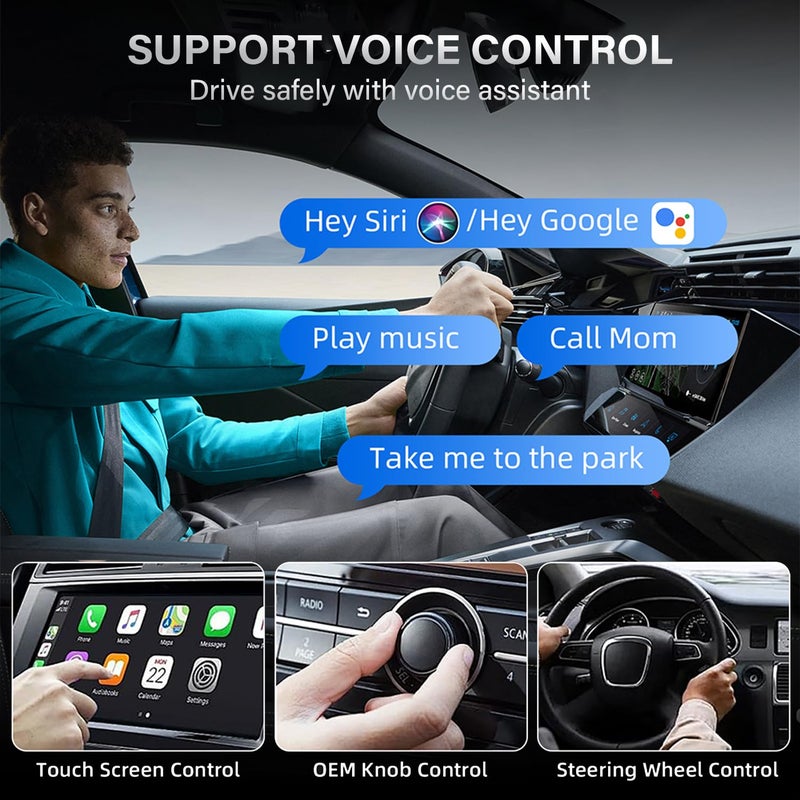 Plutlo 2-in-1 Wireless Airlink CarPlay & Android Auto Adapter, Wired to Wireless Conversion, Plug & Play, Auto Reconnect, Voice Control, OTA Update, Compatible with 98% Cars - Image 5