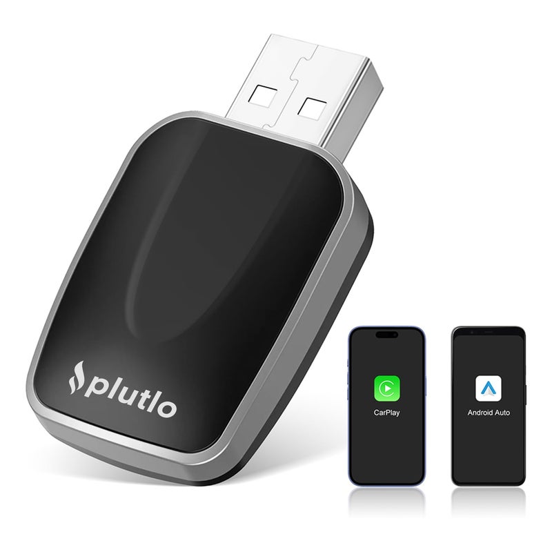 Plutlo 2-in-1 Wireless Airlink CarPlay & Android Auto Adapter, Wired to Wireless Conversion, Plug & Play, Auto Reconnect, Voice Control, OTA Update, Compatible with 98% Cars - Image 1