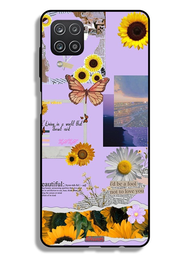 Tolwak غطاء واقي لهاتف سامسونج جالاكسي A12 مزين بملصقات عباد الشمس الجميلة - Image 1