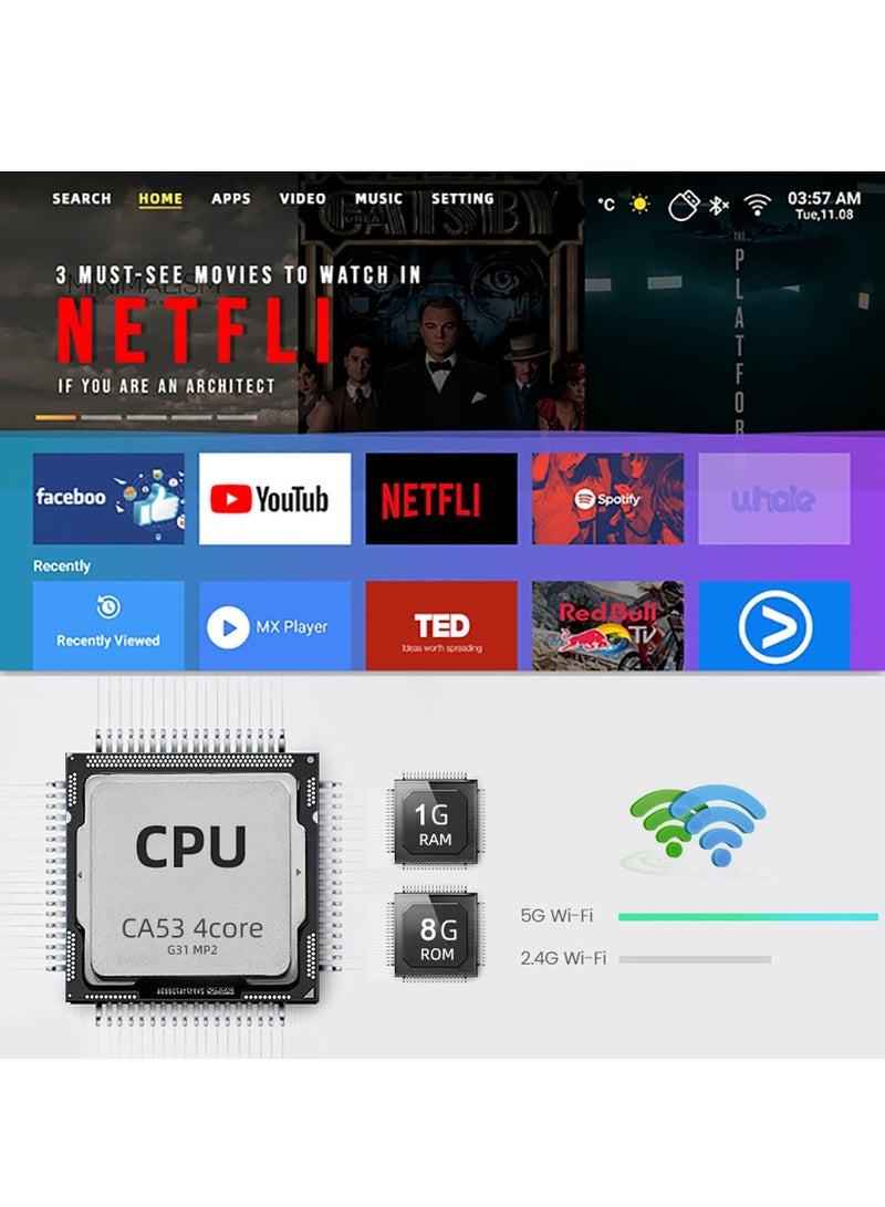 K6 Android 9.0 Mini Projector Video Beamer Supported 1080P WiFi Bluetooth Smart Home Theater Movie Airplay Miracast  - Image 4