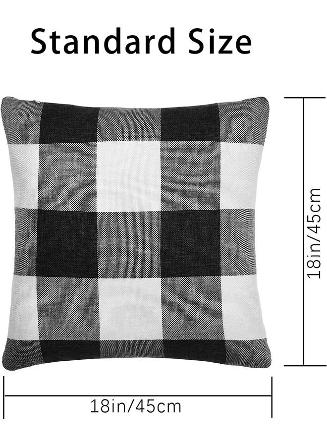 Generic Set of 2 Buffalo Check Plaid Pillow Covers Farmhouse Rustic Pillow Cases, Cotton Linen Throw Pillow Covers Cushion (18 x 18) - Image 5