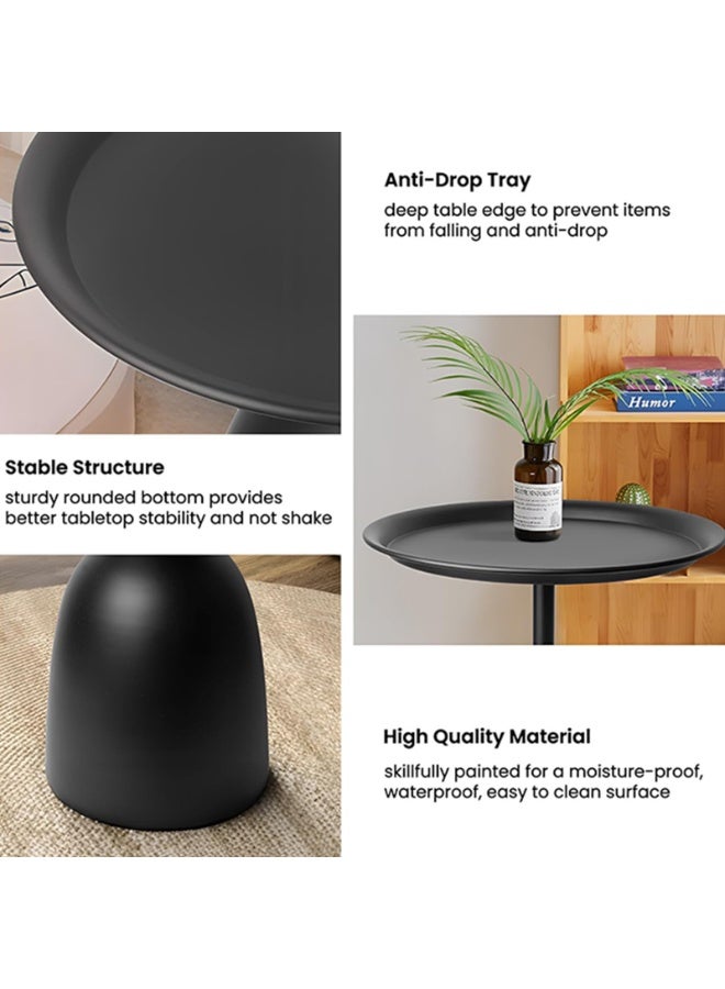 Generic Set of 2 Coffee Table, Nordic Sofa Side Decorative Small Space Living Room Bedroom Patio, Vintage Metal End Table, Metal Iron Outdoor Round Table Weather Resistant Anti-Rust Outdoor  - Image 3