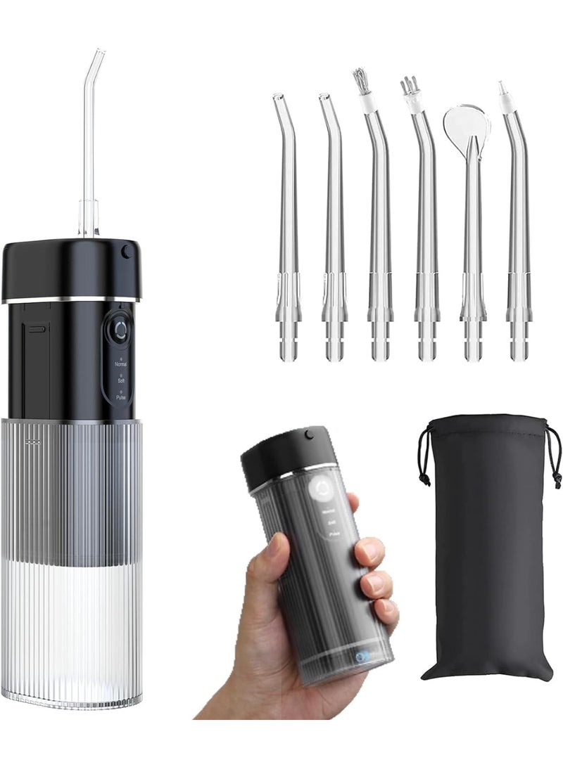 SYOSI Water Dental Flosser for Teeth, Cordless Irrigator with 4 Modes and 3 Gears, IPX7 Waterproof, Portable USB Rechargeable Water Dental Picks for Home and Travel (Black) - Image 1