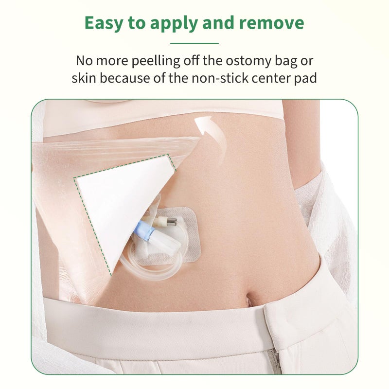 DERAYMI 50 Pack Waterproof Ostomy Bag Shower Covers with Non-Stick Center Pad, Ostomy Supplies Colostomy Ileostomy Urostomy Pouches Shower Guard Shields â€“ Hands-Free Showering Leakproof Seal 8"x 8" - Image 3