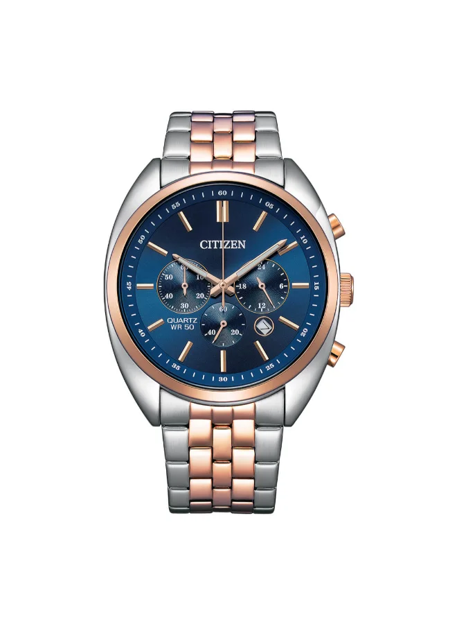 سيتيزن Men's Stainless Steel with Two-Tone Pink Gold Plating Strap QUARTZ MEN Watch AN8216-50L - 42 mm