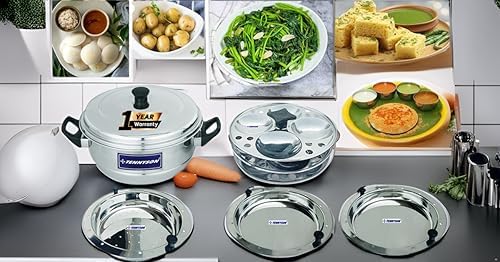 TENNYSON TENNYSON MULTI KADAI SPECIAL SMALL 1 STEAMER AND 2 DHOKLA PLATES THICK GAUGE EXTRA DEEP IDLY PLATES - Image 1