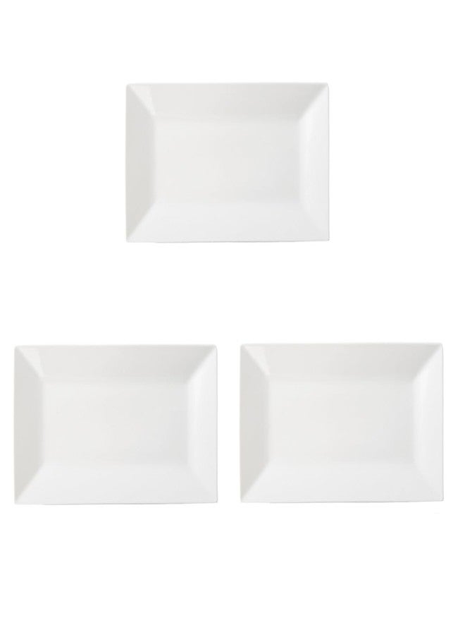 Porlien 12-inch White Porcelain Serving Platters for Party, Wedding and Entertaining, Rectangular Serving Plates Set of 3, Serving Tray for Dinner, Appetizers and Desserts - Image 1