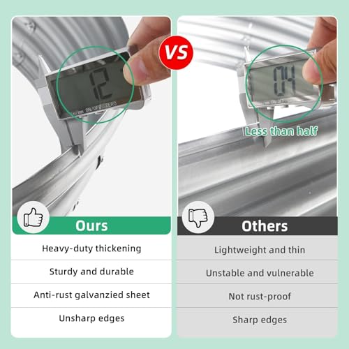 Gartist 4x2x1 Ft Galvanized Raised Garden Bed with Open Bottom, Outdoor Thickening Oval Planter Box for Herbs, Vegetables, Fruits - Image 4