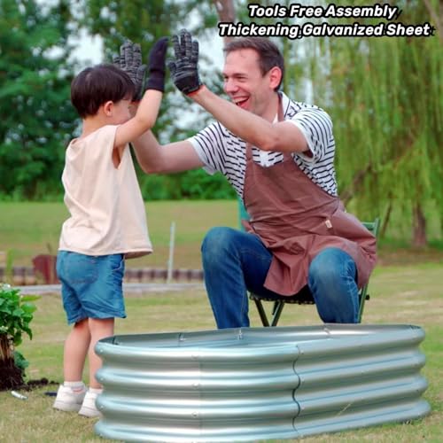 Gartist 4x2x1 Ft Galvanized Raised Garden Bed with Open Bottom, Outdoor Thickening Oval Planter Box for Herbs, Vegetables, Fruits - Image 2