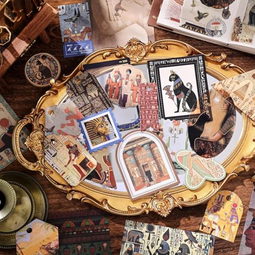 Mluffy Egypt Vintage Aesthetic journaling kit, Scrapbook Journal Set, DIY Paper Stickers Craft Kits for Journal kit, Aesthetic Sticker, Scrap Book and Notebook Collage (Egypt) - Image 1