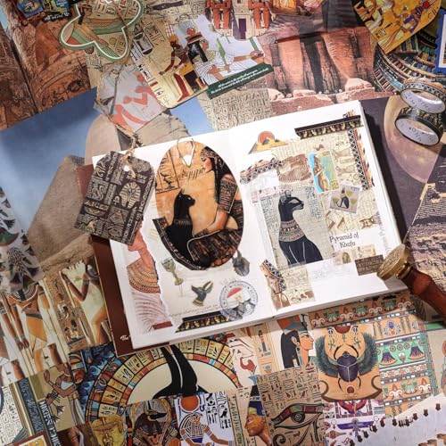Mluffy Egypt Vintage Aesthetic journaling kit, Scrapbook Journal Set, DIY Paper Stickers Craft Kits for Journal kit, Aesthetic Sticker, Scrap Book and Notebook Collage (Egypt) - Image 2