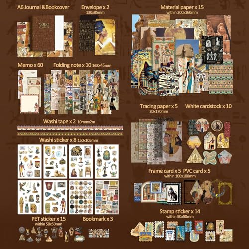 Mluffy Egypt Vintage Aesthetic journaling kit, Scrapbook Journal Set, DIY Paper Stickers Craft Kits for Journal kit, Aesthetic Sticker, Scrap Book and Notebook Collage (Egypt) - Image 5
