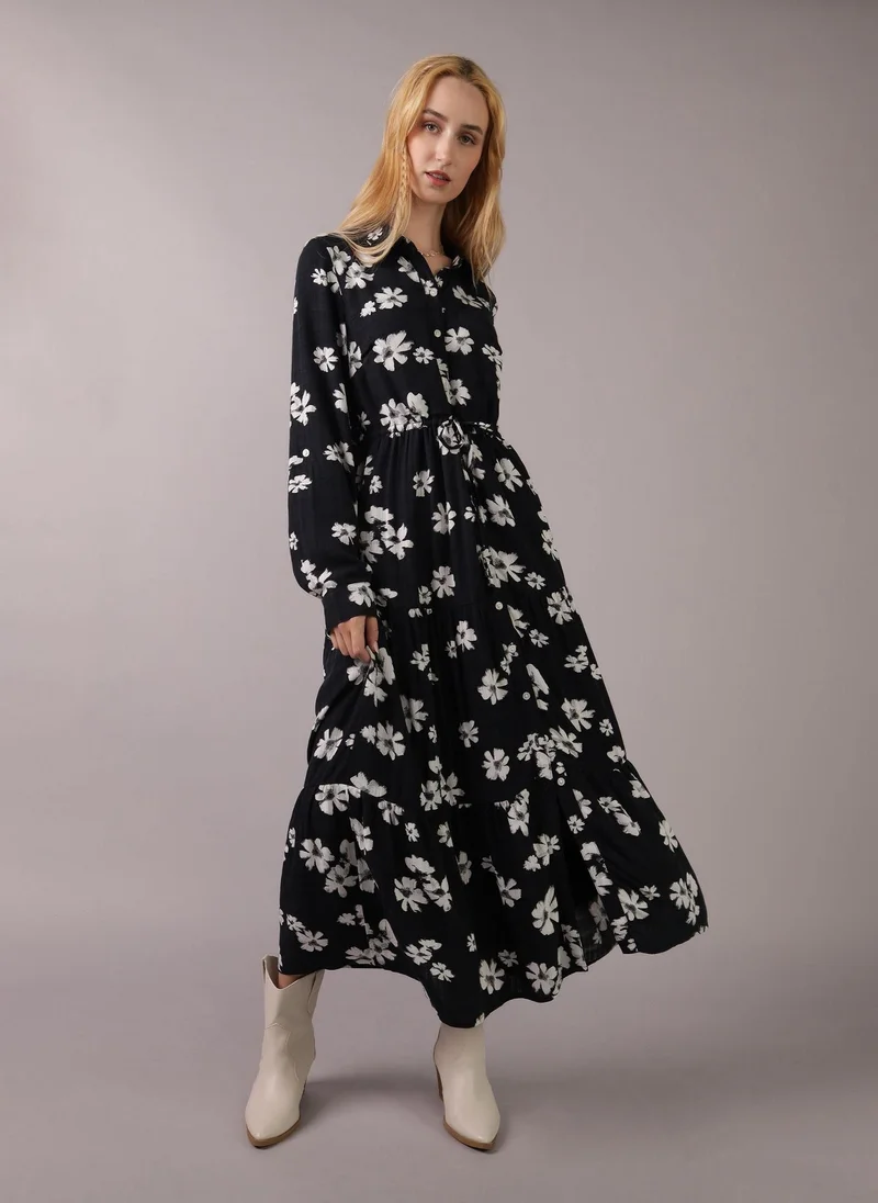 American Eagle AE Long-Sleeve Midi Shirt Dress