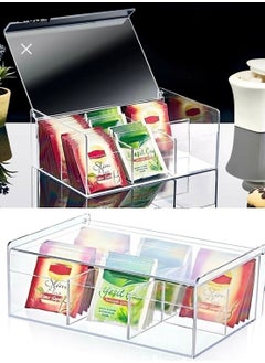 Tea Box 6 Compartments with Lid Herbal Tea Bag Storage Container