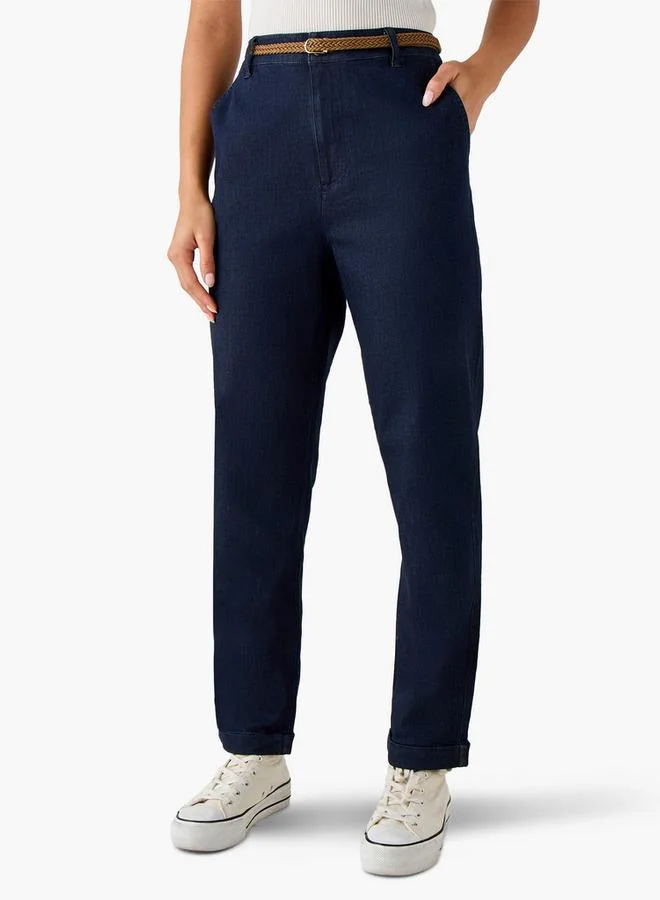 لي كوبر Lee Cooper Regular Fit Trousers with Braided Belt