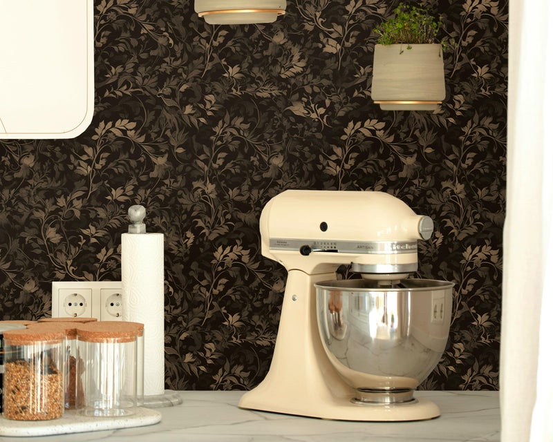 FLFK Peel and Stick Wallpaper Black Gothic Wall Paper for Bedroom Kitchen Apartment Decor 16" x 64" - Image 3