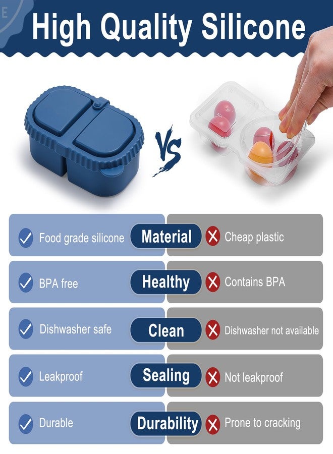 LOROTOCO 3 Pack Silicone Reusable Snack Containers with Lids - 8 oz Double Compartment Snackle Box for Kids & Adults, BPA-Free & Leakproof, Small for Dressing, Snacks, School, Office, Picnic - Image 3