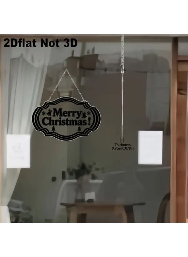 Large 7.8x5.1 Inch Merry Christmas Acrylic Wall Plaque Black Holiday Decor Sign - Image 3