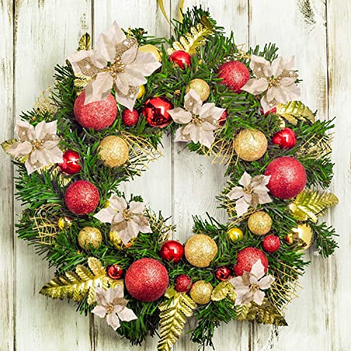 Curated Cart Artificial Christmas Poinsettia Flowers for Tree Decoration | Glitter Xmas Flowers for Christmas Tree, Home Décor, Wreaths & Holiday Decorations (Gold - D2, Pack of 12) - Image 5