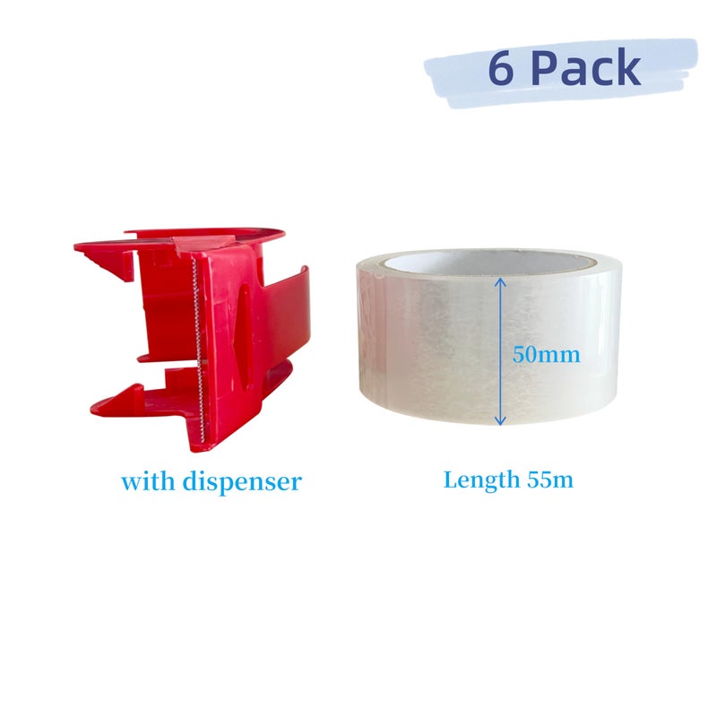 WELSTIK 3" Core, 6 Pack 2.4Mil 2 inch x 60 Yards Heavy Duty Clear Packing Tape with Dispenser, Industrial Shipping Box Transparent Packaging Tape for Moving, Office, Home - Image 3