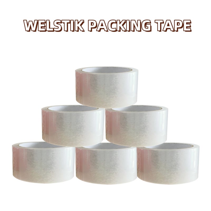 WELSTIK 3" Core, 6 Pack 2.4Mil 2 inch x 60 Yards Heavy Duty Clear Packing Tape with Dispenser, Industrial Shipping Box Transparent Packaging Tape for Moving, Office, Home - Image 5