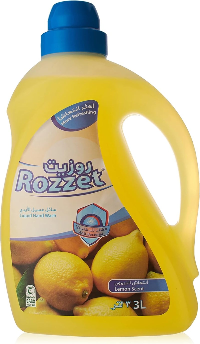 ROZZET غسول يد سائل روزيت برائحة الليمون، 3 لترات - Image 1