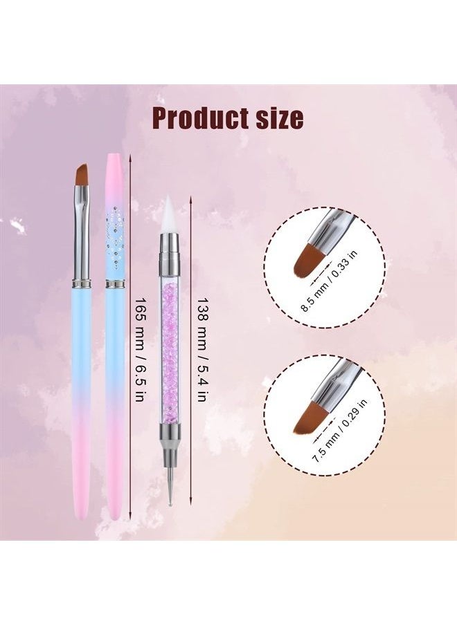 AIEX 3pcs Nail Art Clean Up Brushes, Nails Painting Brushes, Round & Angled Head Pen Silicone Nail Art Acrylic Pen Brushes Dotting Pen Nail Painting Tools for Nail Art Design Polish Mistake Cleaning  - Image 2