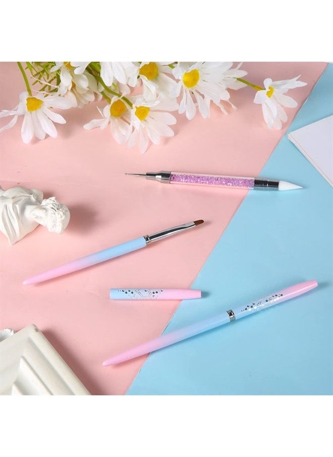AIEX 3pcs Nail Art Clean Up Brushes, Nails Painting Brushes, Round & Angled Head Pen Silicone Nail Art Acrylic Pen Brushes Dotting Pen Nail Painting Tools for Nail Art Design Polish Mistake Cleaning  - Image 5