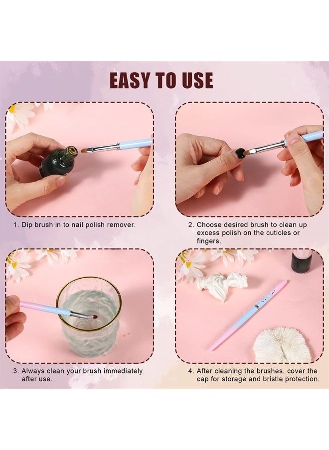 AIEX 3pcs Nail Art Clean Up Brushes, Nails Painting Brushes, Round & Angled Head Pen Silicone Nail Art Acrylic Pen Brushes Dotting Pen Nail Painting Tools for Nail Art Design Polish Mistake Cleaning  - Image 4